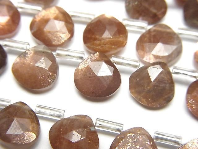【動画】サンストーンAA++ マロン ブリオレットカット 1連(約18cm)の画像