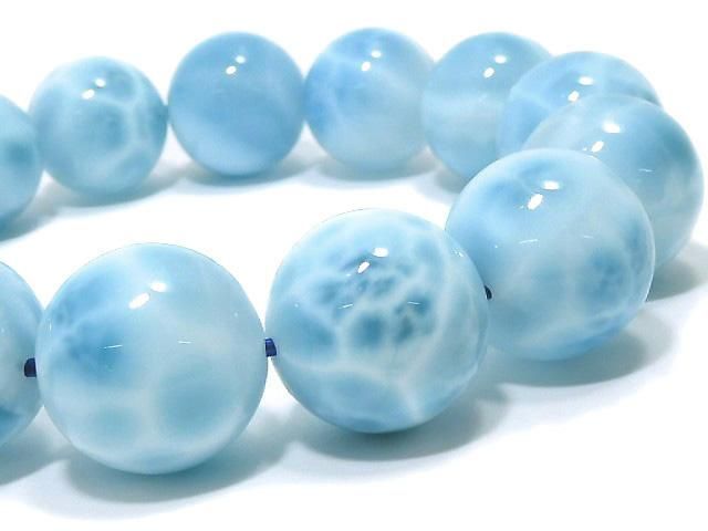 【動画】【1点もの】高品質ラリマーAAA ラウンド16mm 1連(ブレス) NO.2の画像