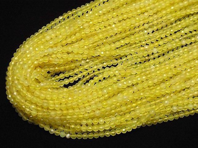 【素晴らしい輝き】イエローカラーカルセドニー ラウンドカット3mm 1連(約37cm) サムネイル4