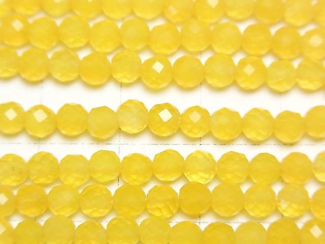 【動画】【素晴らしい輝き】イエローカラーカルセドニー ラウンドカット4mm 1連(約37cm) サムネイル2