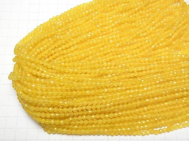 【動画】【素晴らしい輝き】イエローカラーカルセドニー ラウンドカット4mm 1連(約37cm) サムネイル4