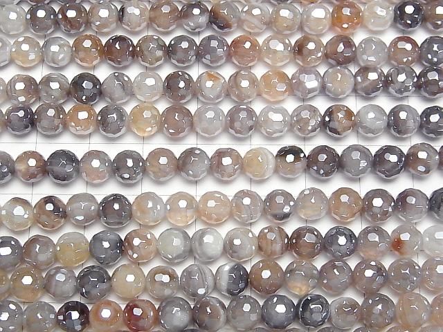 【動画】ボツワナアゲート 128面ラウンドカット6mm コーティング 1連(約36cm) サムネイル3