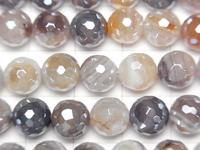 【動画】ボツワナアゲート 128面ラウンドカット8mm コーティング 1連(約35cm) サムネイル2