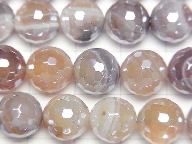 【動画】ボツワナアゲート 128面ラウンドカット10mm コーティング 1連(約36cm) サムネイル2