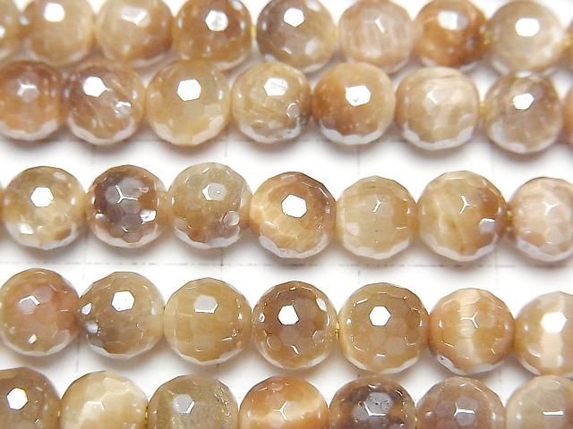 【動画】フラッシュ・ゴールデンタイガーアイ 128面ラウンドカット6mm 1連(約36cm) サムネイル2