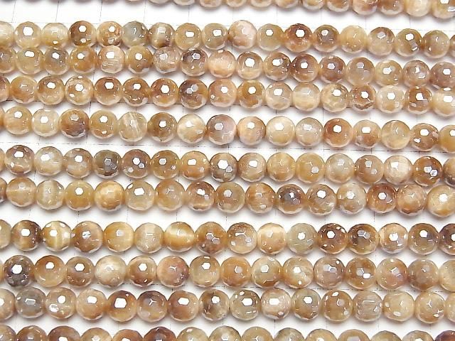 【動画】フラッシュ・ゴールデンタイガーアイ 128面ラウンドカット6mm 1連(約36cm) サムネイル3