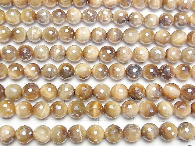 【動画】フラッシュ・ゴールデンタイガーアイ 128面ラウンドカット10mm 1連(約36cm) サムネイル3