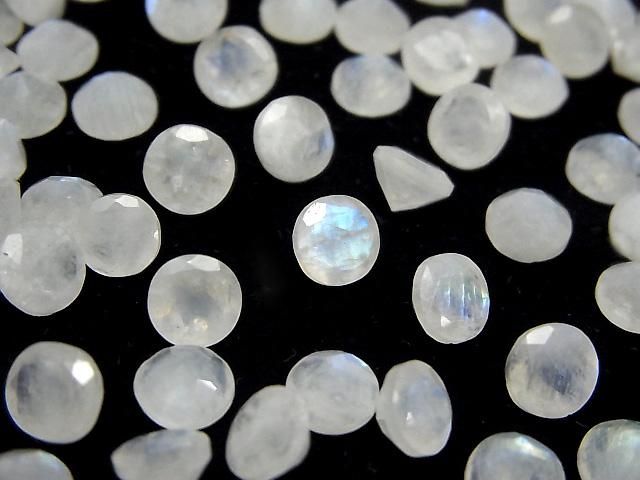 【動画】レインボームーンストーンAA++ ルース ラウンドファセットカット6×6mm 5粒の画像