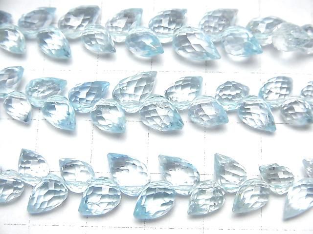 【動画】宝石質スカイブルートパーズAAA つぼみドロップ ブリオレットカット 1連(約10cm) サムネイル3