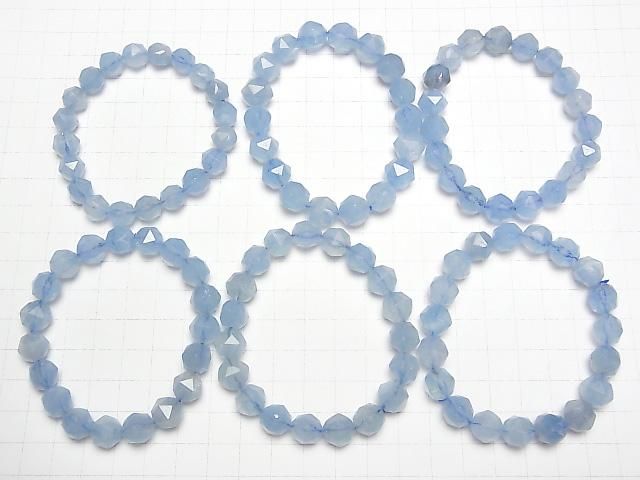 【動画】【素晴らしい輝き】アクアマリンAAA- スターラウンドカット10mm 1連(ブレス) サムネイル4