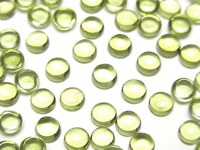 【動画】宝石質ペリドットAAA ラウンド カボション5×5mm 3個の画像