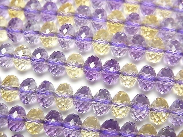 【動画】パープル×イエロークォーツ ボタンカット6×6×4mm 半連/1連(約36cm)の画像