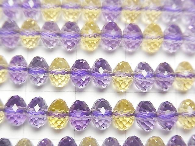 【動画】パープル×イエロークォーツ ボタンカット6×6×4mm 半連/1連(約36cm) サムネイル2