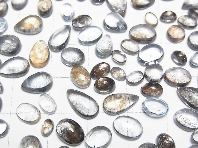 【動画】宝石質モスアクアマリンAAA ミックスシェイプ カボション 10個 サムネイル2