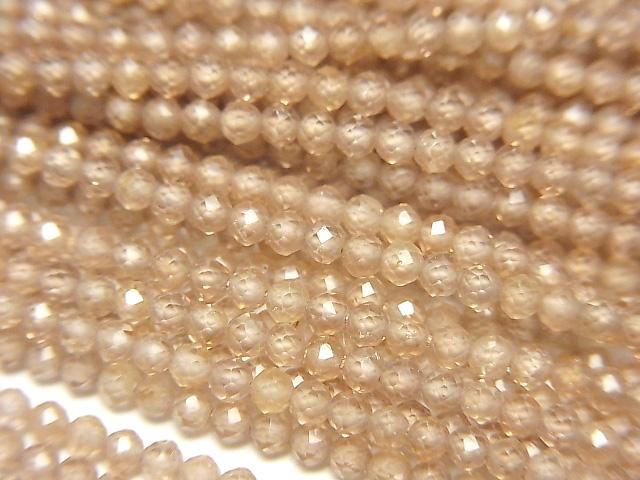 【動画】宝石質天然ジルコンAAA ラウンドカット2mm 半連/1連(約30cm)の画像