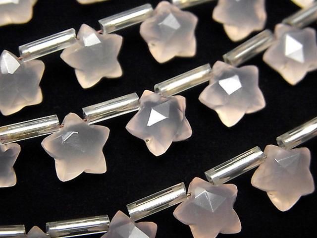 【動画】宝石質ピンクカルセドニーAAA スターカット8×8mm 1連(8粒)の画像