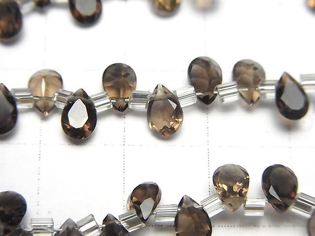 【動画】宝石質スモーキークォーツAAA ペアシェイプ ファセットカット6×4mm 半連/1連(38粒) サムネイル2