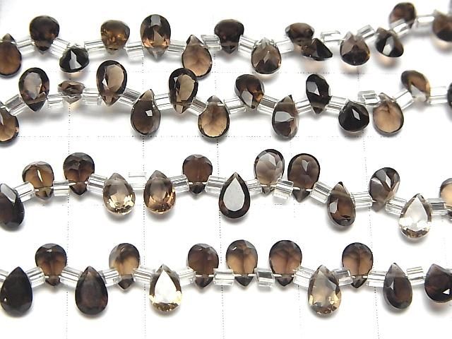 【動画】宝石質スモーキークォーツAAA ペアシェイプ ファセットカット6×4mm 半連/1連(38粒) サムネイル3