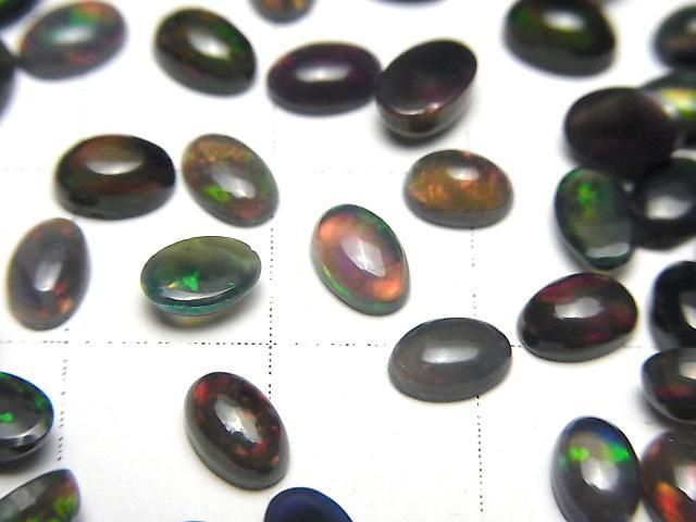 【動画】宝石質ブラックオパールAAA オーバル カボション6×4mm 5個 サムネイル2