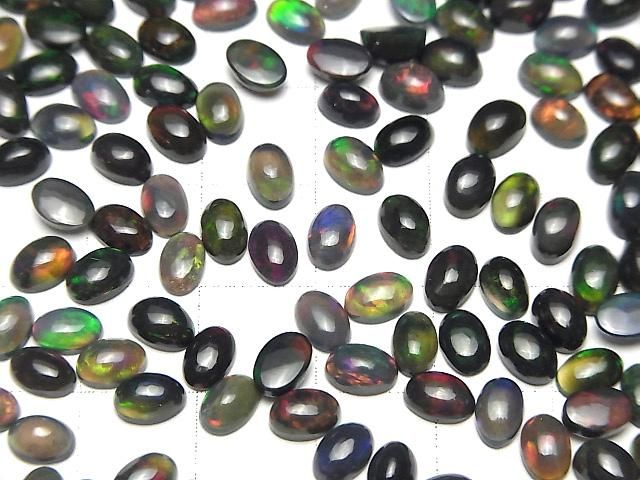 【動画】宝石質ブラックオパールAAA オーバル カボション6×4mm 5個 サムネイル4