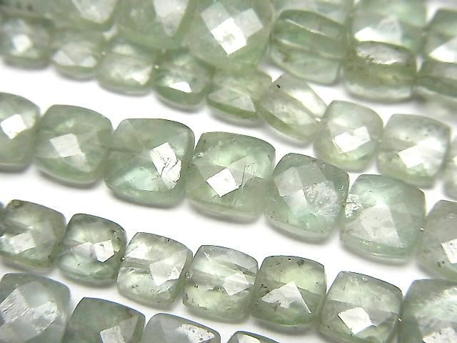 【動画】宝石質グリーンカイヤナイトAA++ スクエアカット 半連/1連(約18cm)の画像