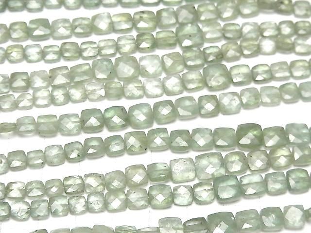 【動画】宝石質グリーンカイヤナイトAA++ スクエアカット 半連/1連(約18cm) サムネイル4