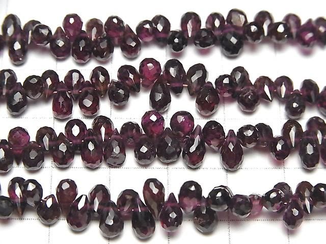 【動画】宝石質ガーネットAA++ ドロップ ブリオレットカット 半連/1連(約17cm) サムネイル3