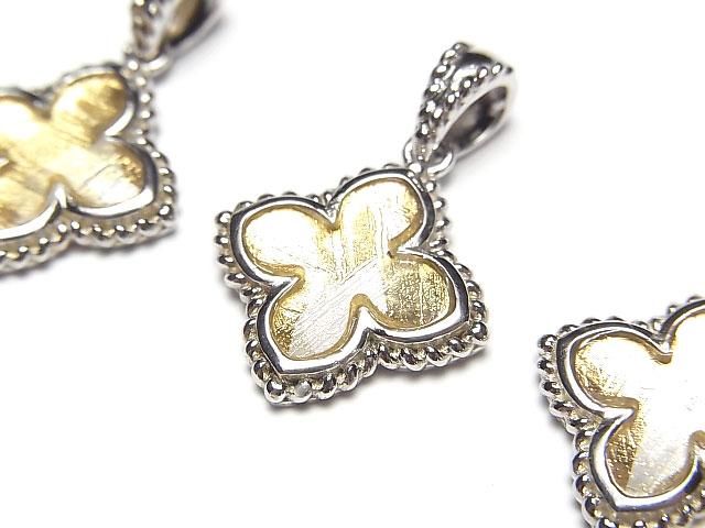 【動画】メテオライト(ムオニナルスタ隕石) フラワー型ペンダントトップ19×16×3mm イエローゴールド SILVER925製の画像