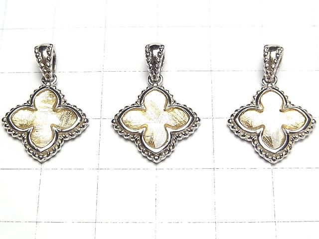 【動画】メテオライト(ムオニナルスタ隕石) フラワー型ペンダントトップ19×16×3mm イエローゴールド SILVER925製 サムネイル3
