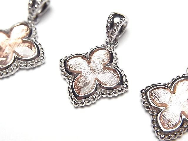 【動画】メテオライト(ムオニナルスタ隕石) フラワー型ペンダントトップ19×16×3mm ピンクゴールド SILVER925製の画像