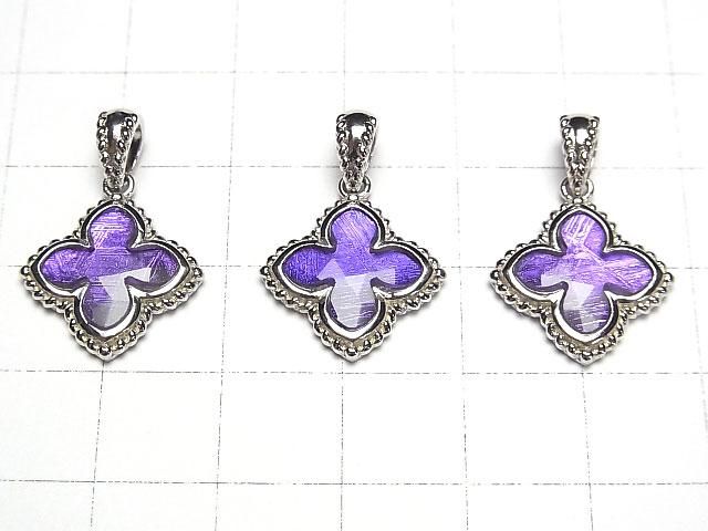 【動画】メテオライト(ムオニナルスタ隕石) フラワー型ペンダントトップ19×16×3mm パープル SILVER925製 サムネイル3