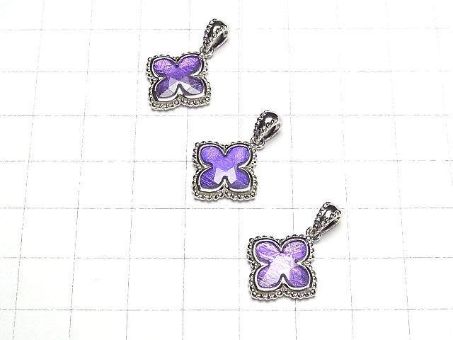 【動画】メテオライト(ムオニナルスタ隕石) フラワー型ペンダントトップ19×16×3mm パープル SILVER925製 サムネイル4