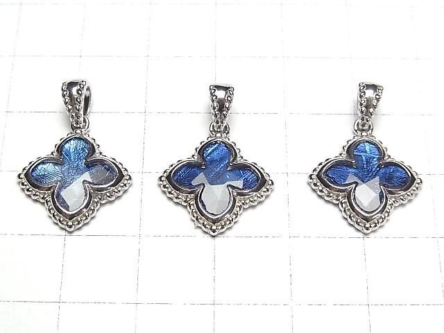 【動画】メテオライト(ムオニナルスタ隕石) フラワー型ペンダントトップ19×16×3mm ブルー SILVER925製 サムネイル3