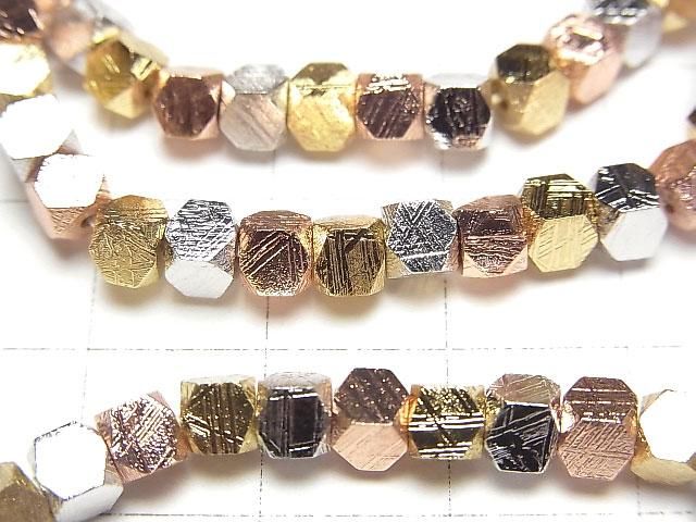 【動画】メテオライト(ムオニナルスタ隕石) キューブカット4×4×4mm マルチカラー 1連(ブレス) サムネイル2