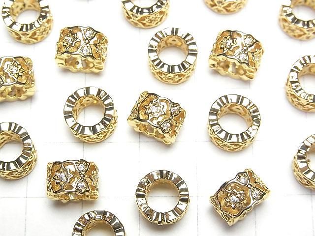 メタルパーツ ロンデル9×9×6mm(CZ付) ゴールドカラー 2個 サムネイル3