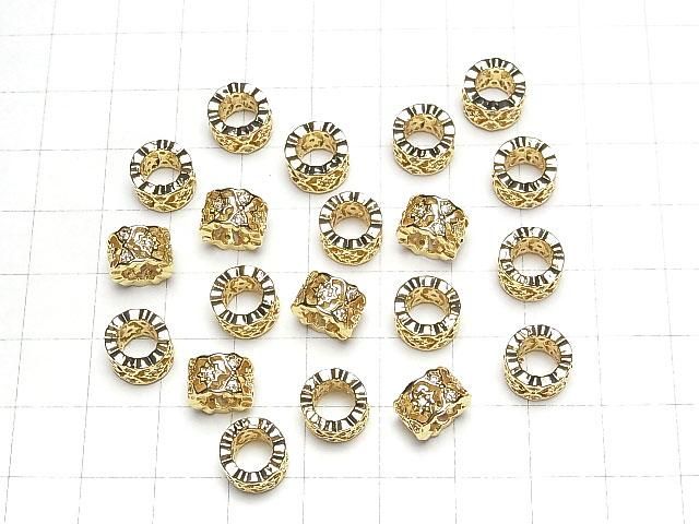 メタルパーツ ロンデル9×9×6mm(CZ付) ゴールドカラー 2個 サムネイル4