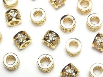 メタルパーツ ロンデル7.5×7.5×6mm(CZ付) ゴールドカラー 2個