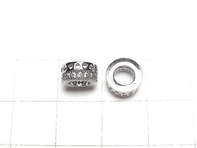 メタルパーツ ロンデル8×8×4mm(CZ付) シルバーカラー 2個 サムネイル2