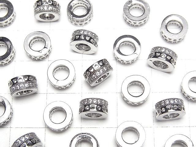 メタルパーツ ロンデル8×8×4mm(CZ付) シルバーカラー 2個 サムネイル3