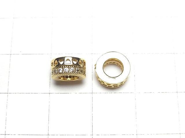 メタルパーツ ロンデル8×8×4mm(CZ付) ゴールドカラー 2個 サムネイル2