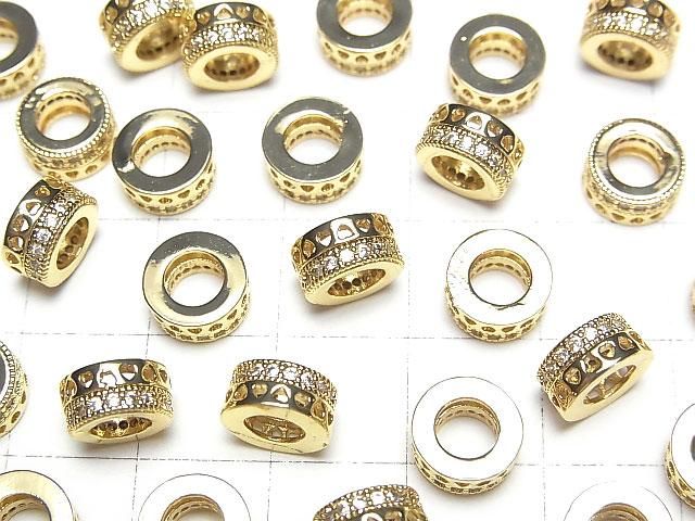 メタルパーツ ロンデル8×8×4mm(CZ付) ゴールドカラー 2個 サムネイル3