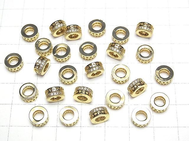 メタルパーツ ロンデル8×8×4mm(CZ付) ゴールドカラー 2個 サムネイル4