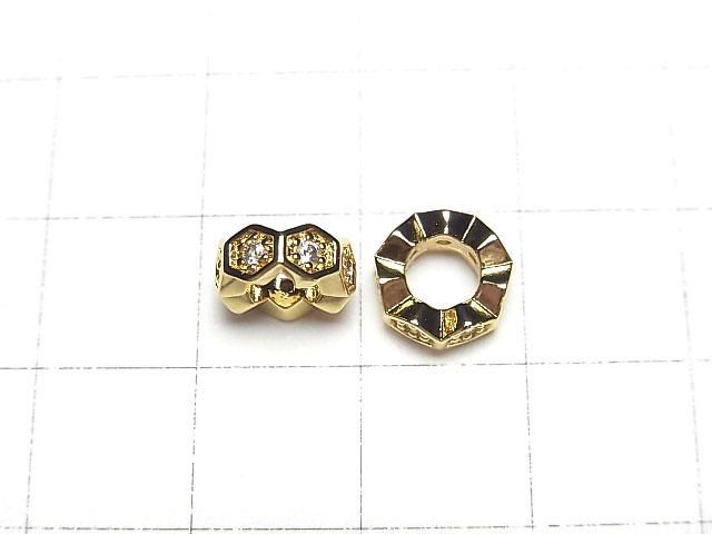 メタルパーツ ロンデル8.5×8.5×3.5mm(CZ付) ゴールドカラー 2個 サムネイル2