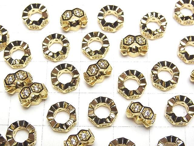 メタルパーツ ロンデル8.5×8.5×3.5mm(CZ付) ゴールドカラー 2個 サムネイル3