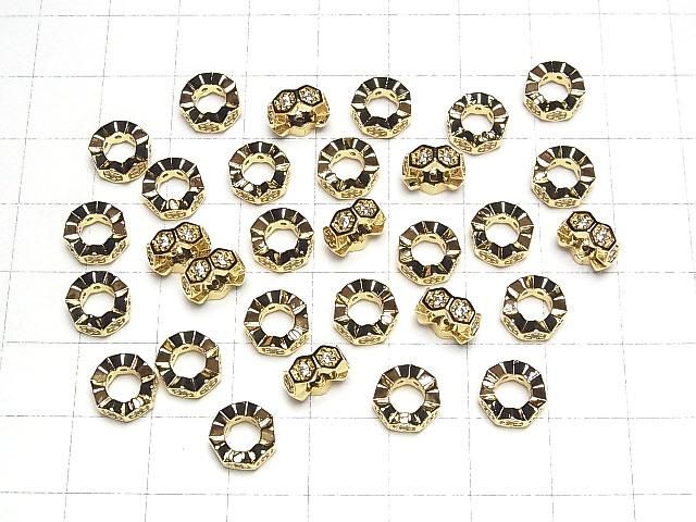 メタルパーツ ロンデル8.5×8.5×3.5mm(CZ付) ゴールドカラー 2個 サムネイル4