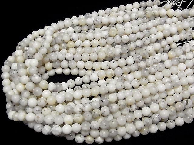 【動画】ブラジル産ホワイトオパール ラウンド6.5mm 1連(約36cm) サムネイル4