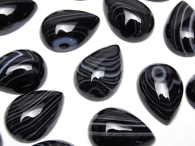 【動画】ストライプオニキスAAA ペアシェイプ カボション18×13mm 2個の画像