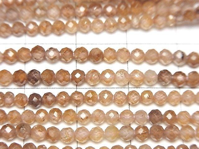 【動画】【素晴らしい輝き】宝石質天然ブラウンジルコンAAA- セミラウンドカット~ボタンカット 半連/1連(約30cm) サムネイル2