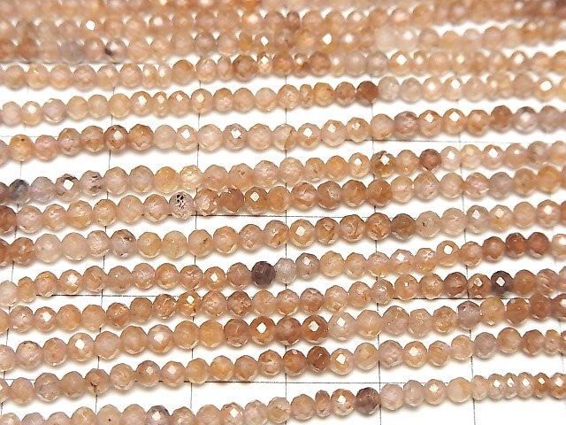 【動画】【素晴らしい輝き】宝石質天然ブラウンジルコンAAA- セミラウンドカット~ボタンカット 半連/1連(約30cm) サムネイル3
