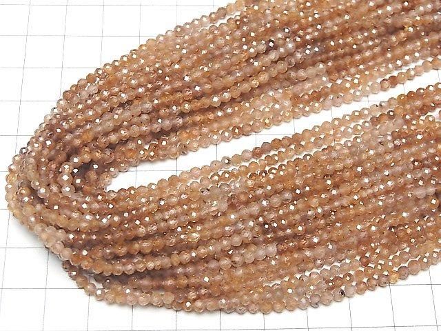 【動画】【素晴らしい輝き】宝石質天然ブラウンジルコンAAA- セミラウンドカット~ボタンカット 半連/1連(約30cm) サムネイル4